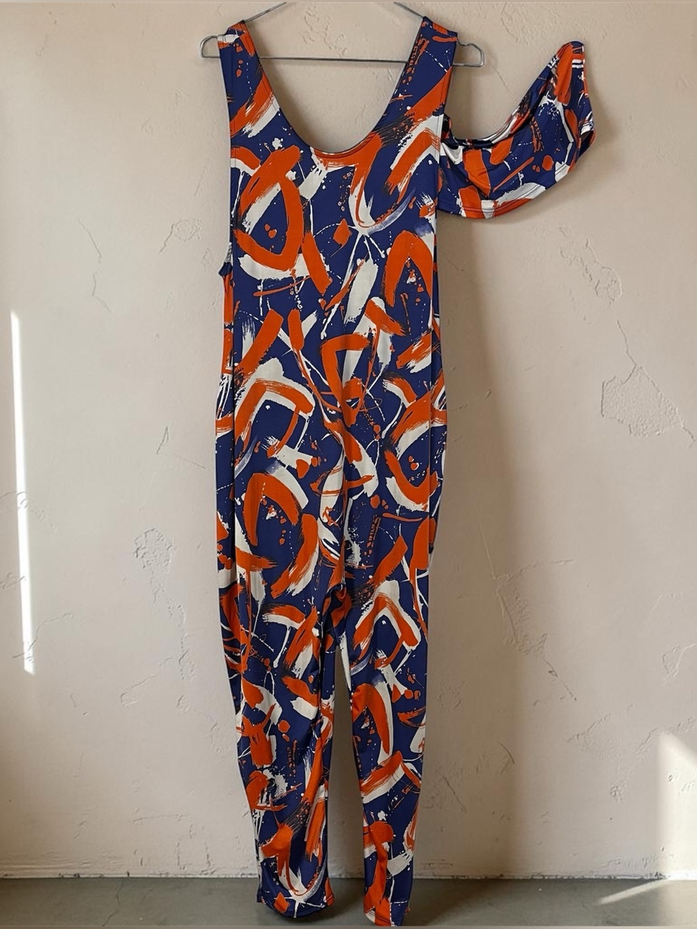 NEW Abstract Relaxed fit 2 piece Capri Jumpsuit W/Pockets S - Harem Palazzo Boho
